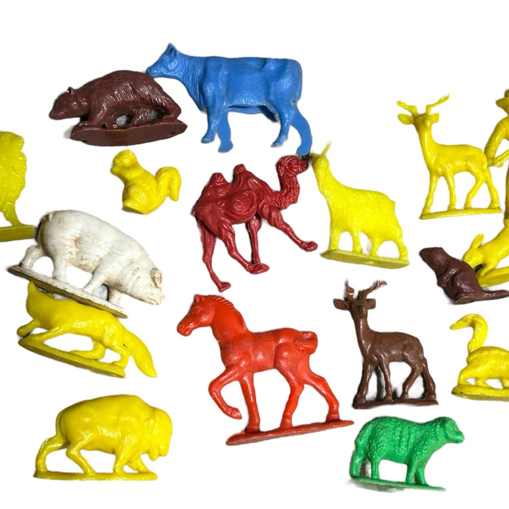 Vintage 1960s Plastic Toy Farm Animals Reliable/Other Assorted Animals Cowboy